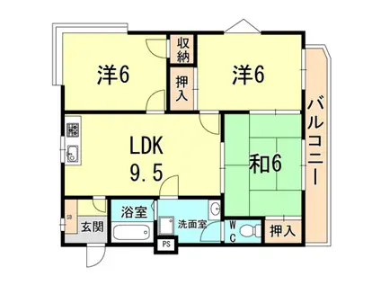 グリーンライフ北夙川(3DK/2階)の間取り写真