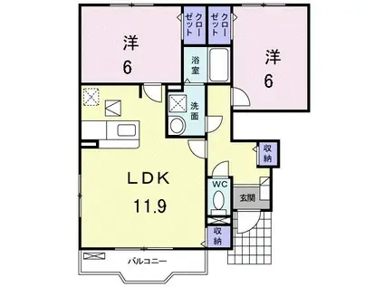 ガーデンポーチ和(2LDK/1階)の間取り写真