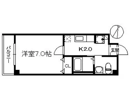 アリエスTAKATORI 191(1K/2階)の間取り写真