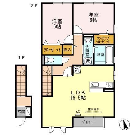 マロン・スクエア A棟(2LDK/2階)の間取り写真