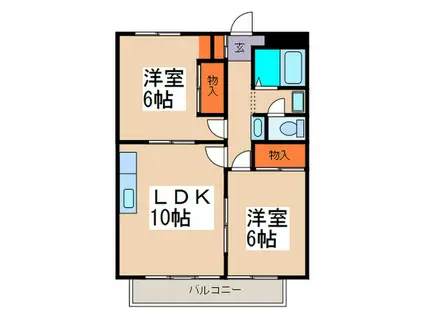 ビューハイツ坂間(2LDK/1階)の間取り写真