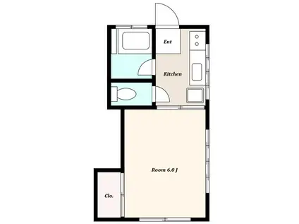 中島荘(1K/2階)の間取り写真