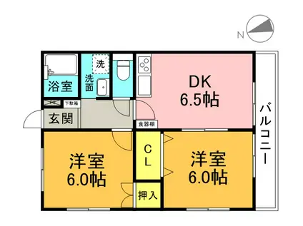 桜ヶ丘FLAT(2DK/2階)の間取り写真