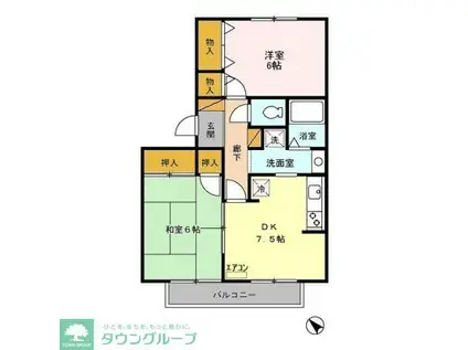 エーデルハイムDEF(2DK/2階)の間取り写真