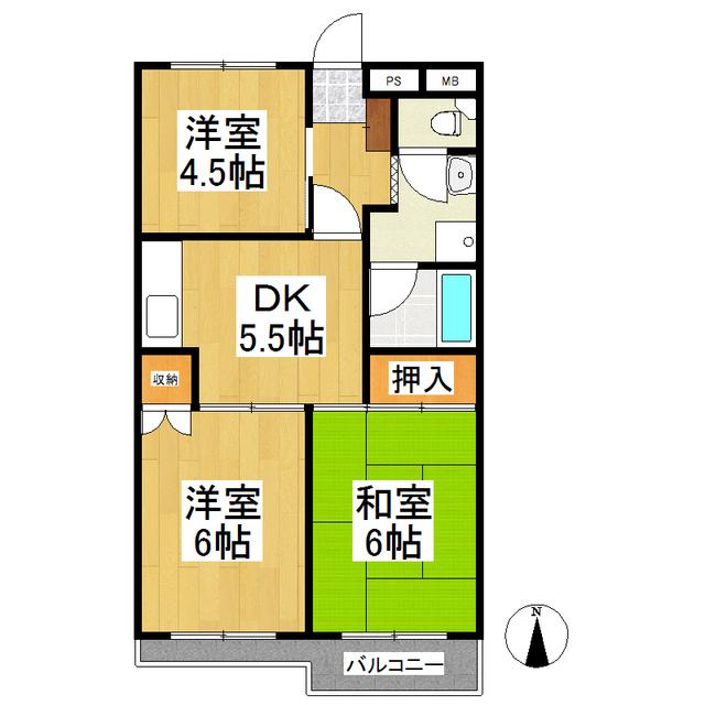 四ッ谷ハイツ(3DK/3階)の間取り写真