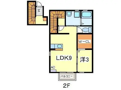 サンハイム(1LDK/2階)の間取り写真