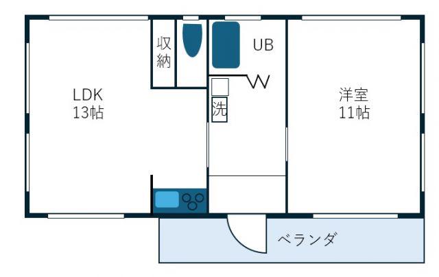 アパートM(1LDK/2階)の間取り写真