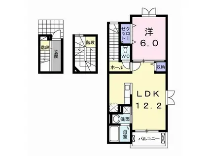 トレヴィII(1LDK/3階)の間取り写真