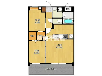 S-RESIDENCE半道橋ACHIEV(2LDK/7階)の間取り写真