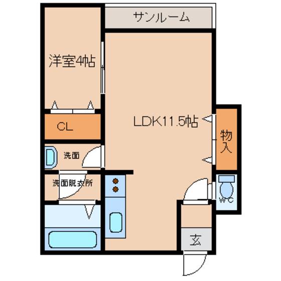 ティファニー(1LDK/1階)の間取り写真