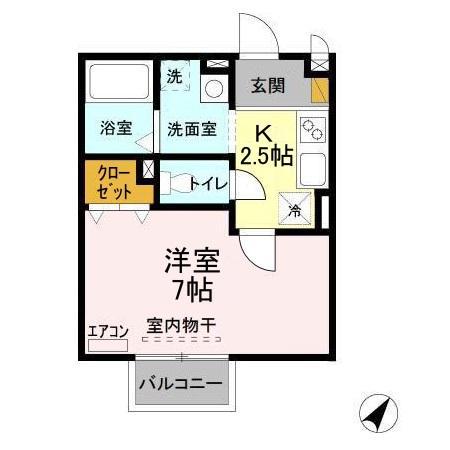 プルミエ(1K/1階)の間取り写真