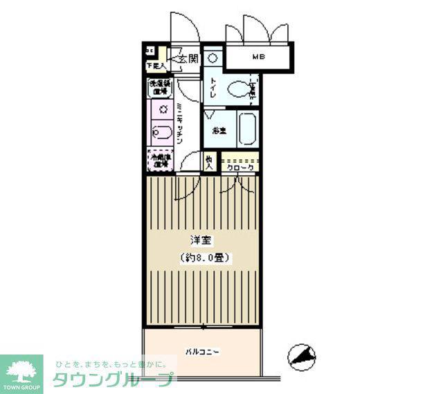 パークフィールド市川(1K/3階)の間取り写真
