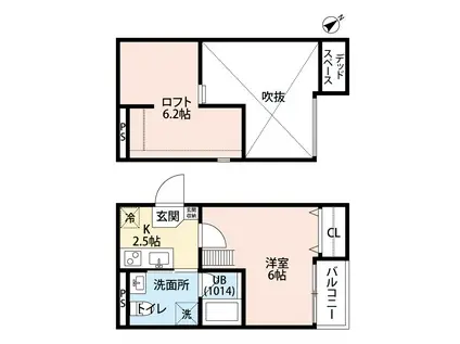 ポートライン(1K/2階)の間取り写真