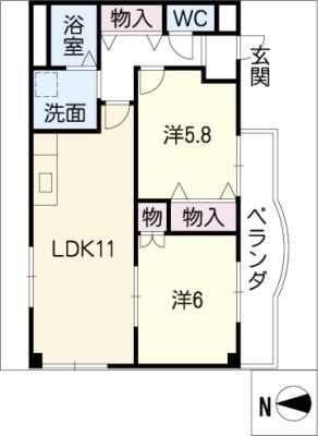 クレベール(2LDK/1階)の間取り写真