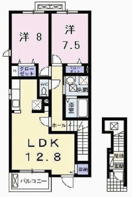 カーサフェリーチェII(2LDK/2階)の間取り写真