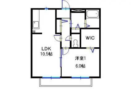 ル・シェモア(1LDK/2階)の間取り写真