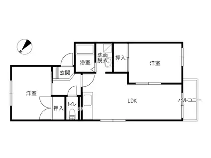 北陸新幹線 金沢駅 バス乗車時間:20分 最寄りバス停で下車 徒歩1分 2階建 築32年(2LDK/1階)の間取り写真