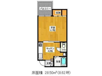 ベルシュンブル(1K/2階)の間取り写真