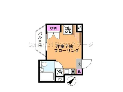 パークハイツ旗の台(ワンルーム/4階)の間取り写真