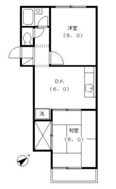 メゾンヤマリII(2DK/2階)の間取り写真