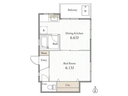サンセリテ(1DK/2階)の間取り写真