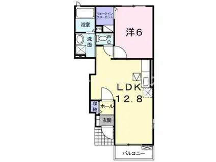 アゼリアB(1LDK/1階)の間取り写真