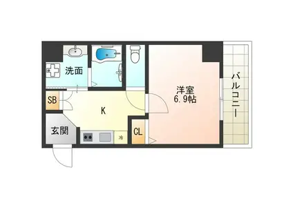 グランデュオM海老江(1K/7階)の間取り写真