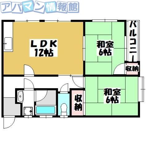 コンフォート元町(2LDK/2階)の間取り写真