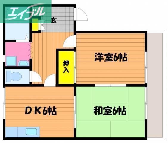フレグランス21III(2DK/2階)の間取り写真