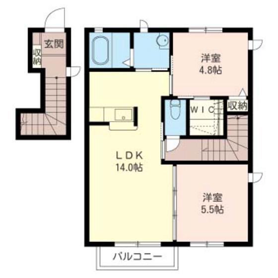 ケマール(2LDK/2階)の間取り写真