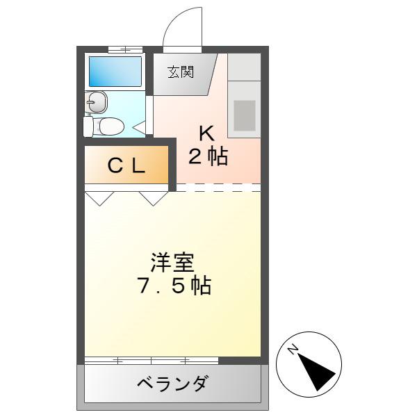 メゾンド池田(1K/2階)の間取り写真
