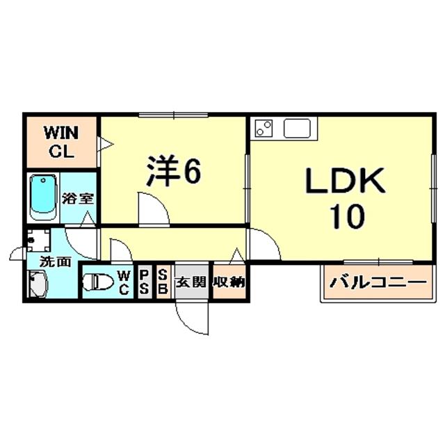 ラ・カーサ夙川(1LDK/1階)の間取り写真
