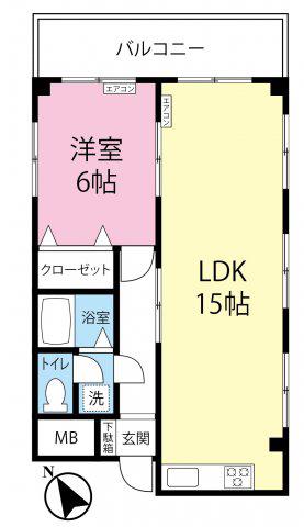 マンションディア(1LDK/4階)の間取り写真