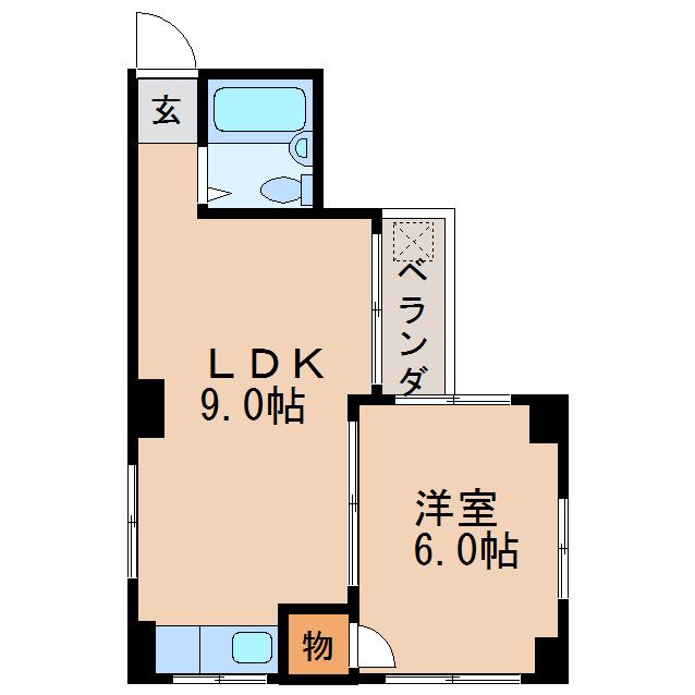 第5宮地ビル(1LDK/5階)の間取り写真