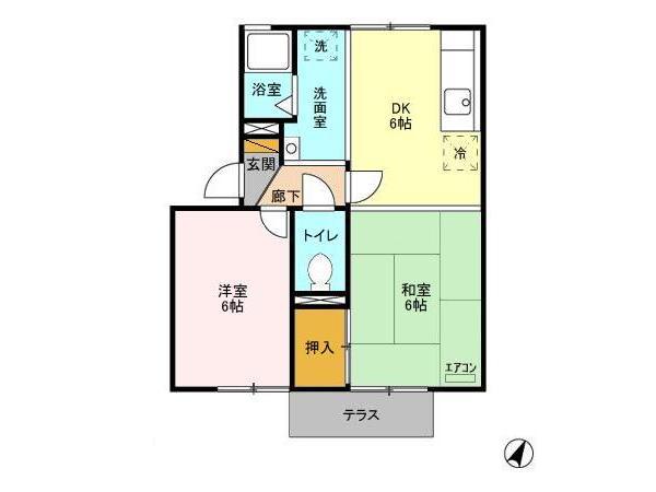 カーサフォンターナ(2DK/2階)の間取り写真