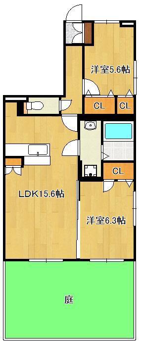 VENT VERT 感田(2LDK/1階)の間取り写真