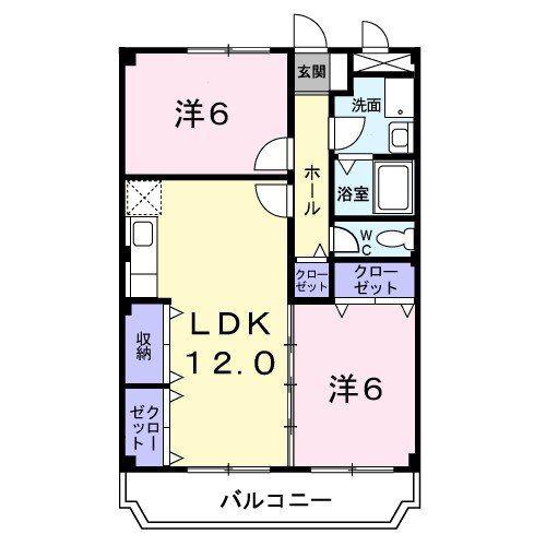 インペリアル中田(2LDK/2階)の間取り写真