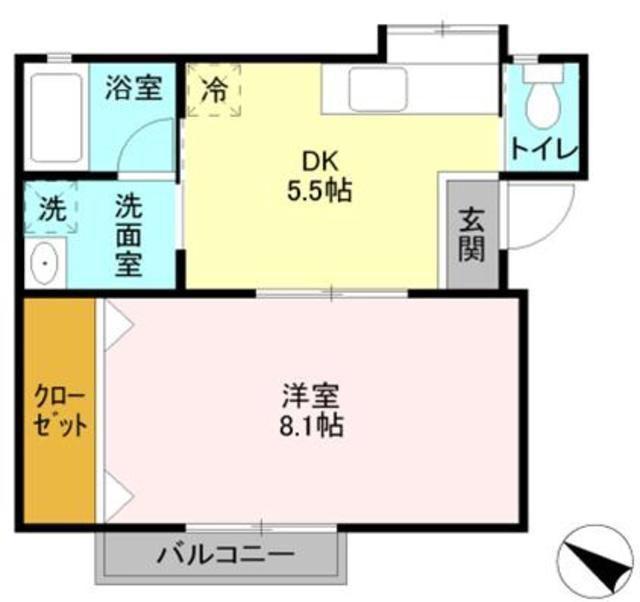 マイルーム藤IV(1DK/2階)の間取り写真