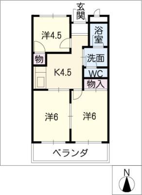リンピア水主町(3K/4階)の間取り写真