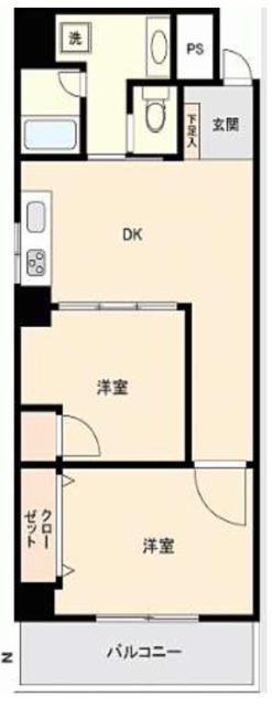 ウェルシャ第二池袋(2DK/5階)の間取り写真