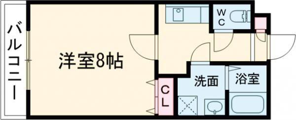 フェリーチェ石津(1K/3階)の間取り写真