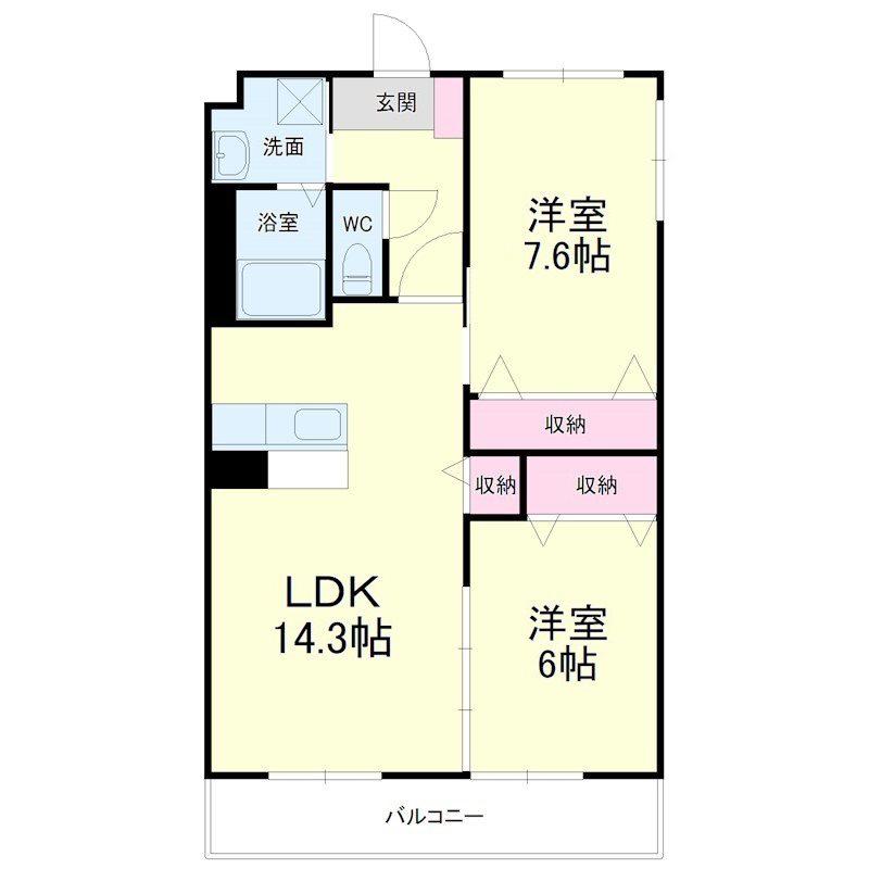 フォルトゥーナ(2LDK/2階)の間取り写真
