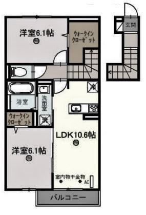 アリヴィラ宮前(2LDK/2階)の間取り写真