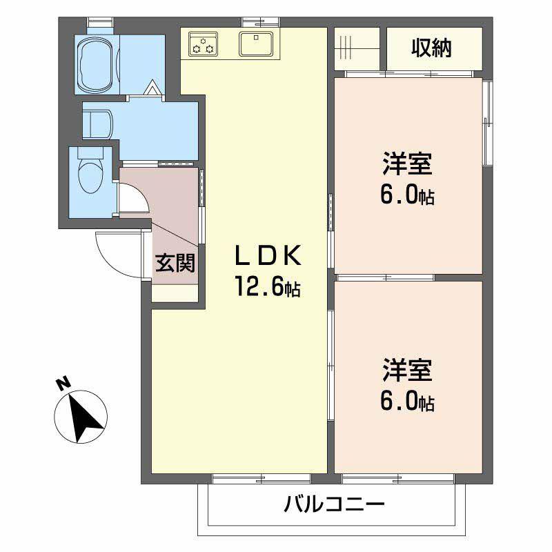 バリュージュアカギ(2LDK/1階)の間取り写真