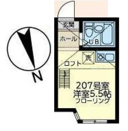 ユナイト南太田ジヴェルニー(ワンルーム/2階)の間取り写真