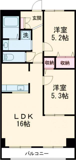 エスペランサひなた(2LDK/3階)の間取り写真