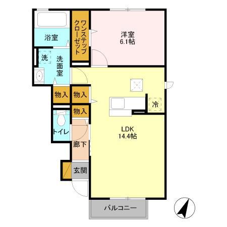 コンフォール千現IIA(1LDK/1階)の間取り写真