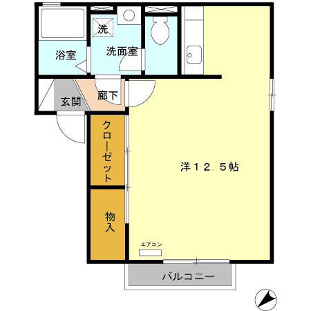 ポートウエスト B(ワンルーム/2階)の間取り写真