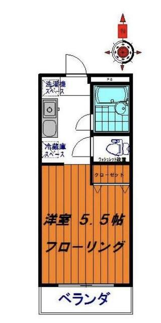 ビューハイツ富士(ワンルーム/2階)の間取り写真