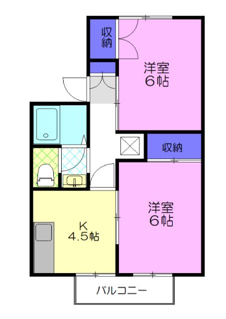 セジュールみはら1番館(2K/1階)の間取り写真